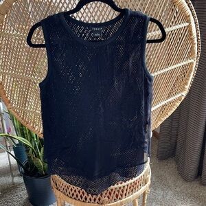 NWT* Trouvé Mesh Embroidered Top Black